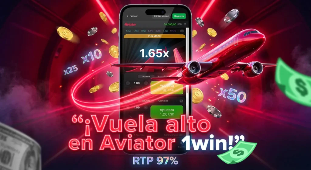 Aviator 1win crash game con RTP del 97%